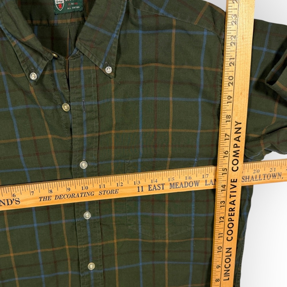Vtg Donegal Mens Olive Green Plaid Button Down Shirt Cotton Grunge Long Sleeve M - Picture 4 of 8
